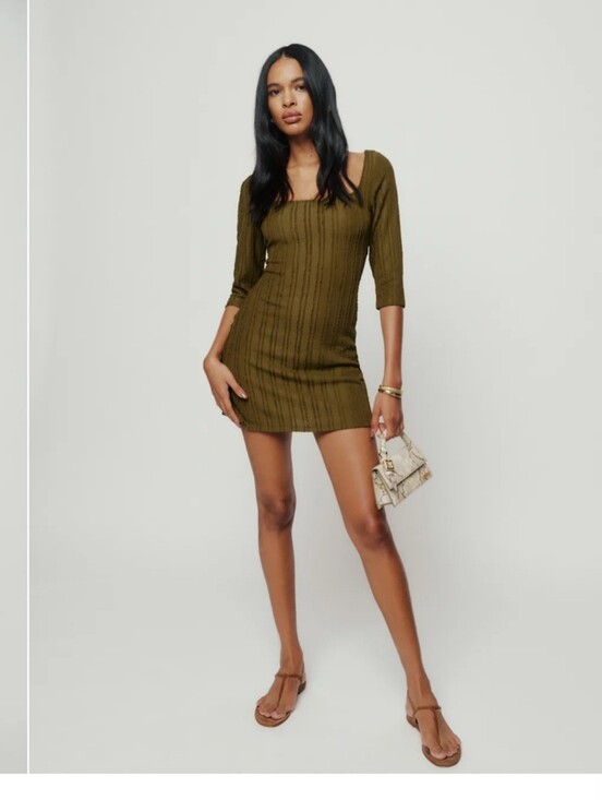 Reformation Dresses & Skirts - Reformation Olive Ribbed Square-Neck Mini Dress